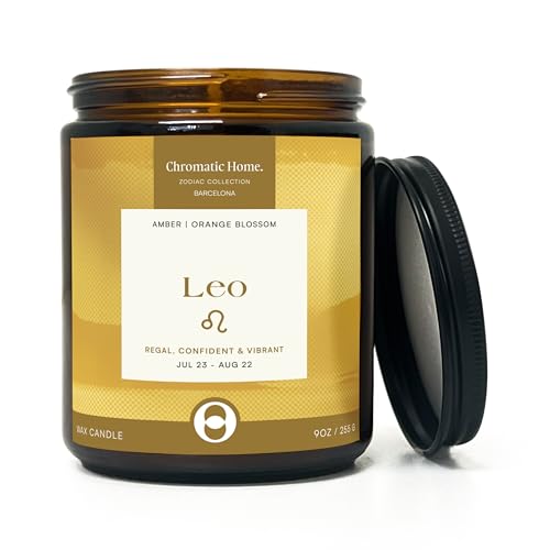 Leo Gifts for Women, Astrology Gifts for Women, Zodiac Gifts for Women, 9oz Zodiac Candle with 50hr Burn Time, July and August Birthday Gifts for Women