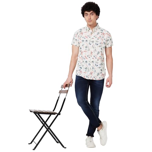 Image of Spykar White Printed Half Sleeve Shirt for Men (Size: 3XL)-MSHPS1BD039 Off White