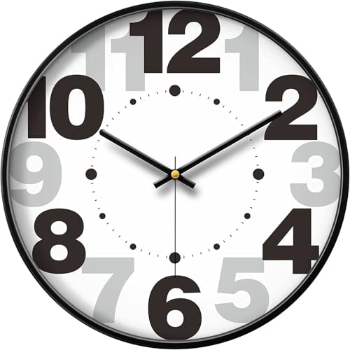 Image of Wall Clock 12 inch Silent Quartz Decorative Wall Clock Non-Ticking Classic Digital Clock Battery Operated Round Easy to Read Handheld Complete Home /Kitchen /Bedroom (433)