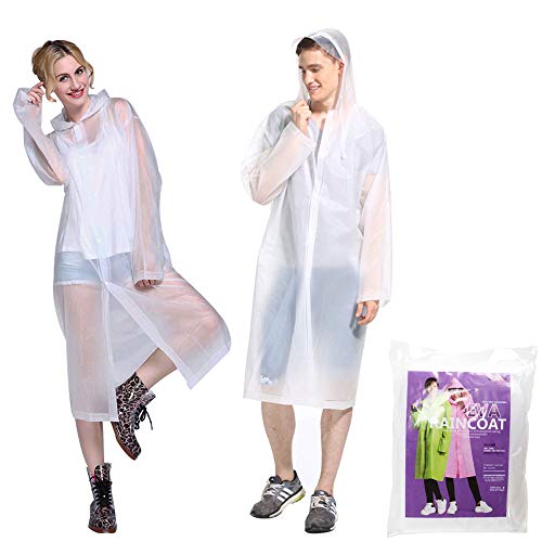 FOGAWA Poncho Pluie Impermeable 1pcs Poncho Pluie avec Capuche pour Adulte Cape de Pluie Transparent pour Randonnée Cape Pluie Femme et Homme Camping Cyclisme EVA Réutilisable