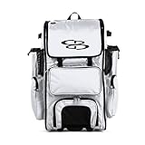 Boombah Rolling Superpack Baseball/Softball Gear Bag - 23-1/2' x 13-1/2' x 9-1/2' - White/White - Telescopic Handle - Holds 4 Bats - Wheeled Version
