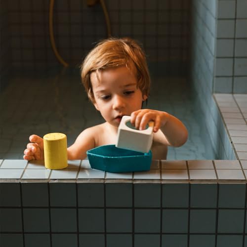 Jouet de bain bateau caoutchouc recyclé jaune bébé 0-3-6 mois