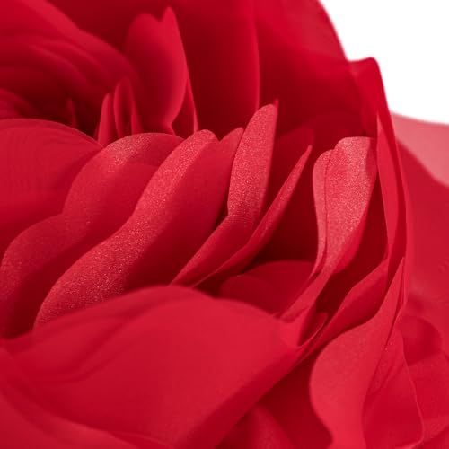 Image of JWH Stereo Flower Throw Pillow Covers Aesthetic Decorative Floral Accent Pillow Cases Round Cushion Handmade Pillowcase for Bedroom Bed Couch Chair Car 12 Inch Red