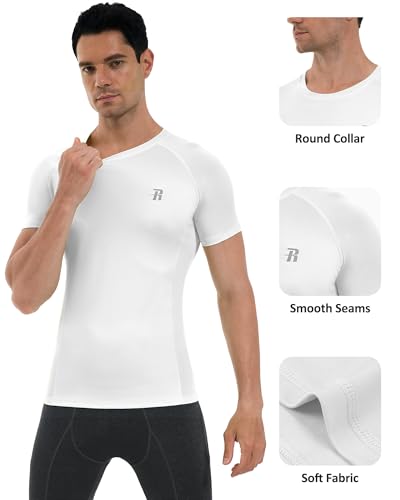 Runhit 3 Pack Men's Compression Shirts Short Sleeve Athletic T Shirt Cool Dry Workout Tops Sports Base Layer Undershirt4