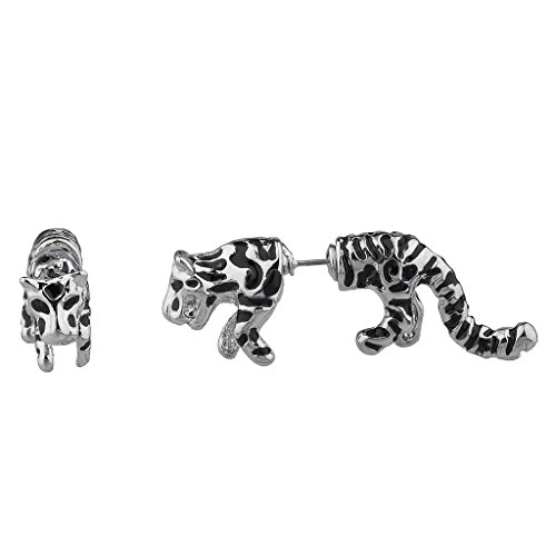 Lux Accessories Tiger Jungle Animal Cat Front Back Stud Earrings