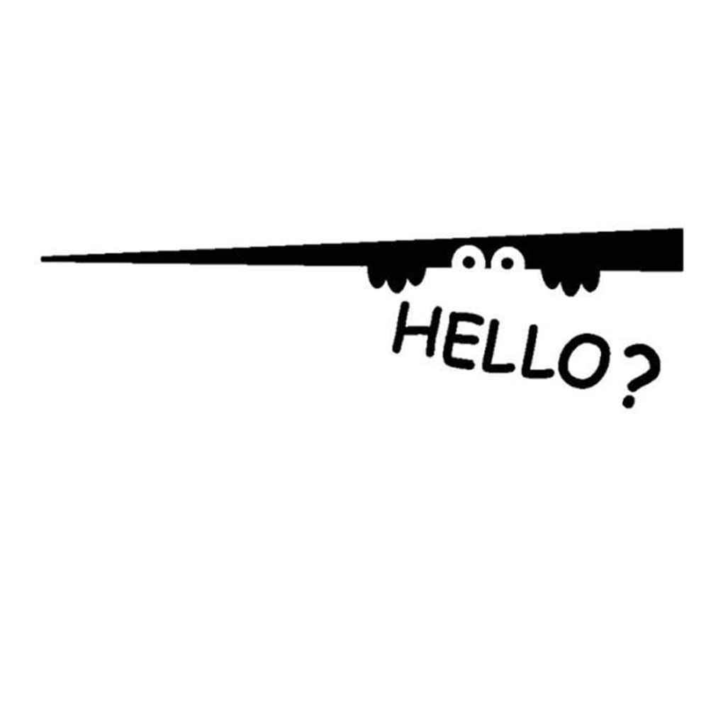 SKKWJEGE Hello Oblique Eyes Wall Stickers Decal Bathroom Home Removable Waterproof PVC Wall Stickers