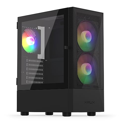 KRUX Vako RGB ATX Computergehäuse 2x140 mm 1x120 mm ARGB-Lüfter seitliche Glasplatte mit Scharnieren bis zu 310 mm GPU 159 mm CPU-Kühlung 1xUSB 3.0 2xUSB 2.0