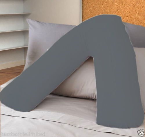 100% Percale Quality Cotton Back & Neck Support V Shape Pillow Case, Single/Sets (Grey)