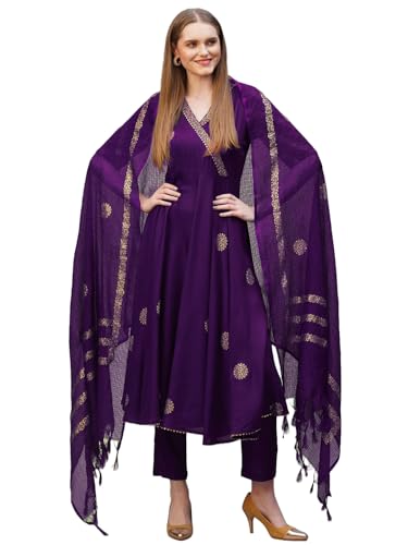 Image of ANNI Designer Rayon Blend Women Kurta Set with Pant & Dupatta