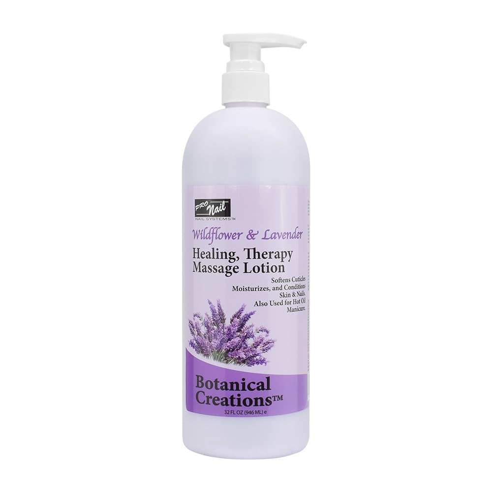 PRO NAIL - Healing Therapy Massage Lotion - Professional Pedicure, Body and Hot Oil Manicure, Infused with Natural Oils, Vitamins, Panthenol and Amino Acids (Lavender, 32 Ounce)