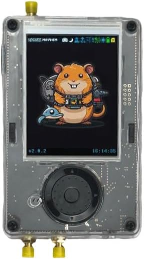 Front view of the PortaPack H4M + HackRF One R10C, displaying the 3.2-inch LCD screen and control buttons.