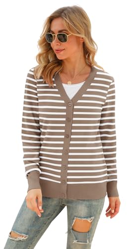 Image of VIISHOW Women Long Sleeve Button Down V Neck Lightweight Basic Knit Sweater Cardigan
