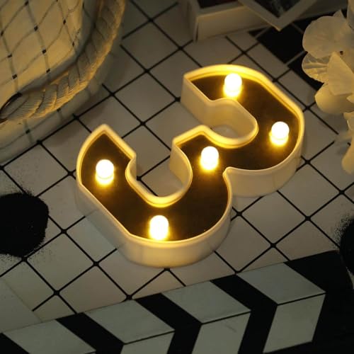 Image of Efavormart 6 inch Gold Marquee Number 3, Mirror Front Warm White LED Light Up 3D Sign, Battery Operated 72H Glow for Wedding Party & Wall Decor