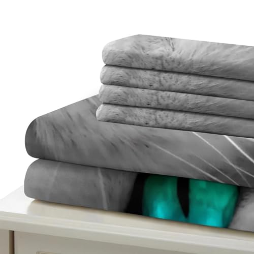 Housse de couette 140x200 Yeux de Chat 3D parure lit simple microfibre - 7