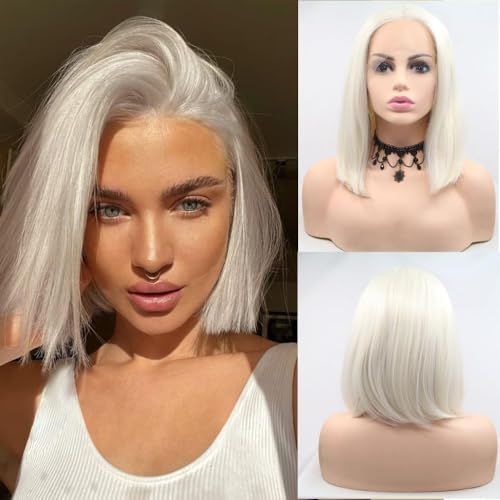 xiweiya Short Blonde Bob Wigs Hair Synthetic Blonde bob Lace