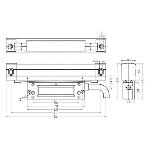 Escala lineal KA-500 70mm~420mm 5μm 0.005mm 5V TTL miniatura 2