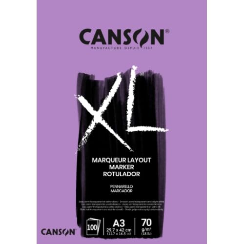 Lot de 5 Bloc 100 feuilles XL® Marker (collées 1 côté) A3 70g/m², très lisse très blanc