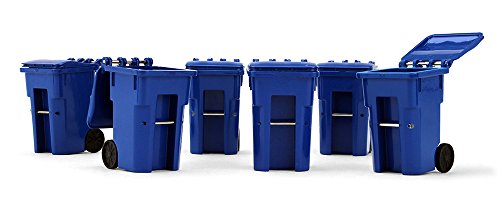 First Gear 1/34 Scale Plastic Collectible Blue Trash Carts - Set of Six Carts (#90-0518)