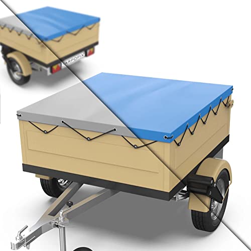 Tarpofix® Lona para remolque plana 140 x 105 x 7,5 cm incl cuerda de lona - Lona remolque con bordes reforzados de PVC - Cubierta ideal para...