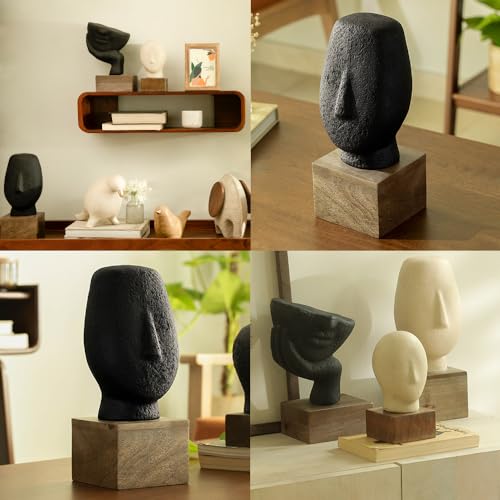 Image of Ellementry Firm Face Ecomix Sculpture 30 cm Tall, Home Decor Showpiece Figurine for Living Room & Office, Modern Asthetic Tabletop Decorative Accent, Unique Gift Item for Shelf Decoration