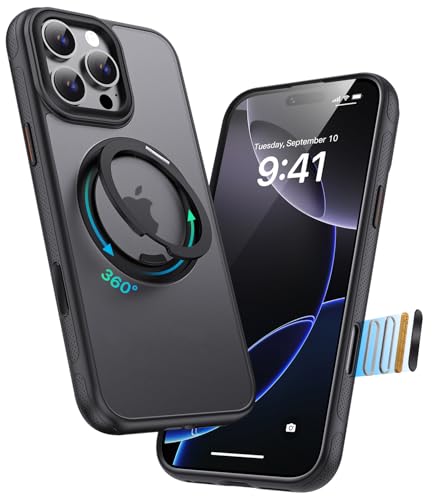Image of for iPhone 16 Pro Max Case, Compatible with MagSafe, Slim Shockproof Military-Grade Rugged Protective Case with Stand, Camera Control, Comfort Grip (A-Black, iPhone 16 Pro Max)
