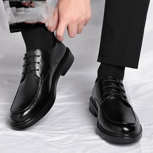 Men's Dress Shoes Italian Leather Round Toe Comfort Orthopedic Classic Lace Up Anti-Slip Non Slip Rubber Sole Block Heel Shoe for Business Office Party Wedding2