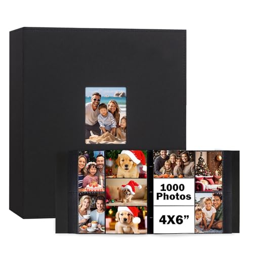 Xfveiwoo Extra Large Capacity 4x6 Photo Album Holds 1000 Photos Black