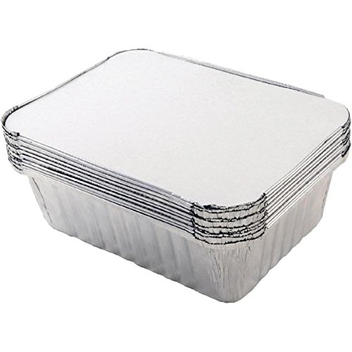 (𝐒𝐞𝐭 𝐎𝐟 𝟓𝟎) No 1 Aluminium Foil Containers with Lid Takeaway Foil Food Containers for Cooking, Food Storage BBQ, Baking, Catering Trays (250 ML)