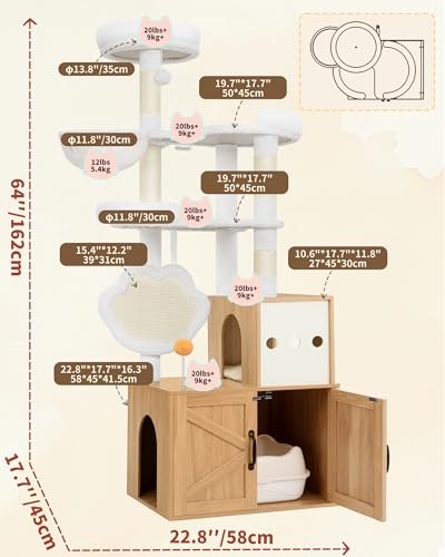 Casa para gatos Heybly con caja de arena 64 pulgadas miniatura 5