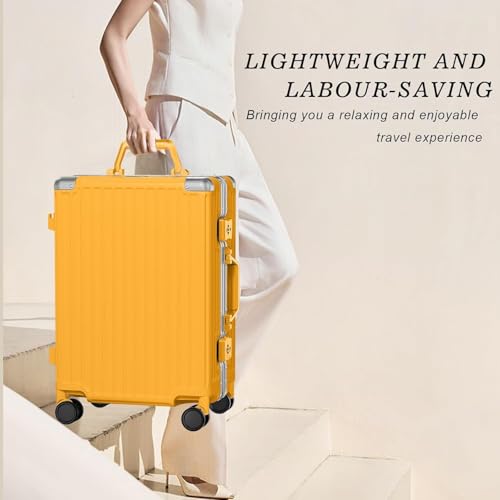 Image of AnyZip Luggage PC+ABS Aluminum Frame Zipperless Checked Luggage Hard Shell Suitcase with TSA Lock Double Spinner Wheels 28 Inch Orange