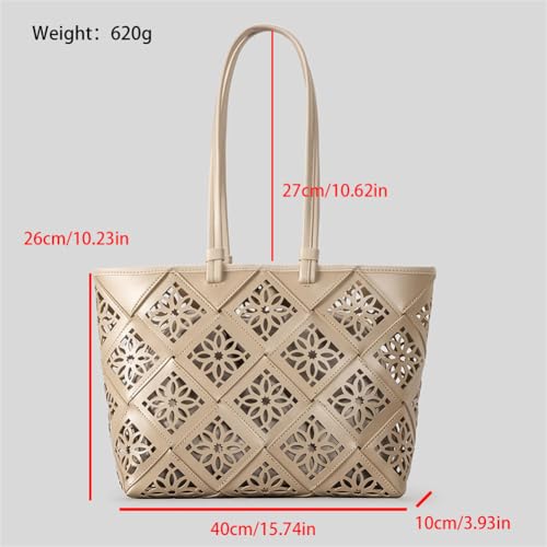 Women PU Leather Shoulder Bag Summer Hollow Tote Handbag Large Hobo Purse Satchel Commuting Shopping Vacation4