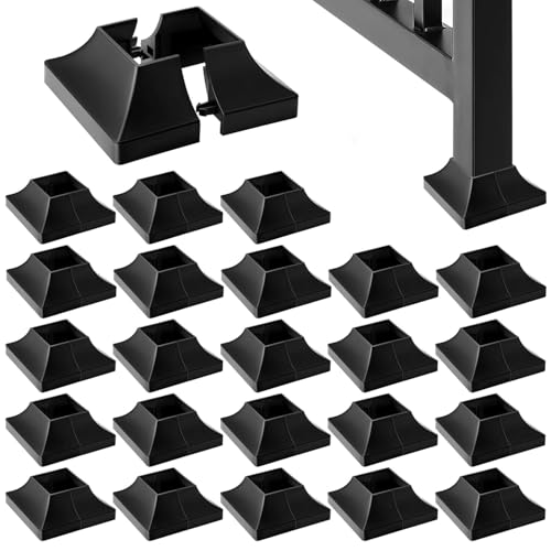 Image of 24Pcs Plastic Post Base Cover fit 2 inch Post, Decorative Square Railing Base Trim, Post Base Plate Cover,Durable Fence Post Flange Skirt for Patio, Porch, Stair, and Railing Systems, UV-Resistant, Black
