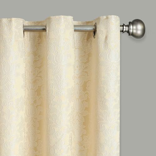 OpulentDreams Jacquard Curtains, Heavy Ring Top Window Curtains for Bedroom & Living Room, Fully Lined - Image 4