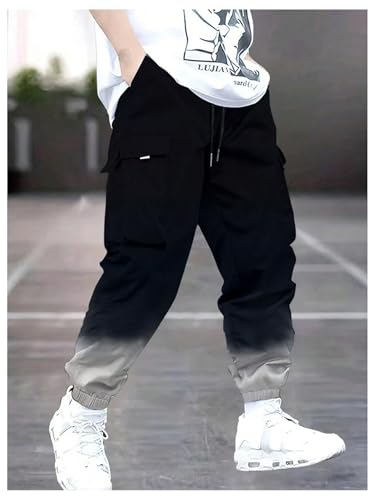 OYOANGLE Men's Cargo Joggers Ombre Drawstring Waist Workout Athletic Jogger Pants with Pocket3