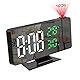 OQIMAX Projektionswecker, Wecker Digital mit Projektion, Projektionsuhr mit Temperatur und Luftfeuchtigkeit, 180°Projektor, Digitalerwecker mit 7,8 LED Spiegelbildschirm, Snooze, 4 Helligkeit Dimmbar