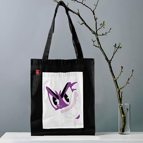 Image of ZORI Black Tote Bag With Pocket Printed Designed Canvas Tote Bags For Women large capacity,Tote bag For Shopping, College, Travel, More Canvas Handbag For Unisex Bag