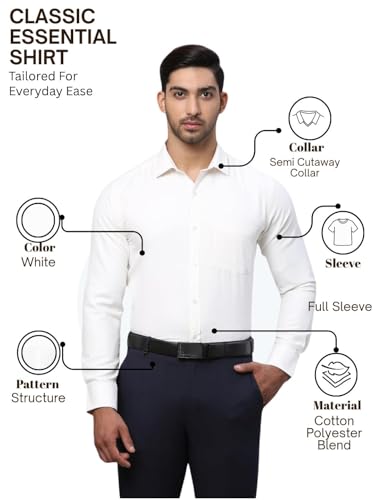 Image of Park Avenue Men Cotton blend Slim Fit Structure Pattern Semi Cutaway Collar Formal Shirt