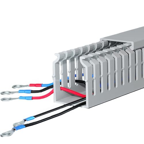 Conduit de câblage avec couvercle - En PVC gris RAL - Avec homologation pour la construction industrielle de armoires électriques - Câblage d'installations -...