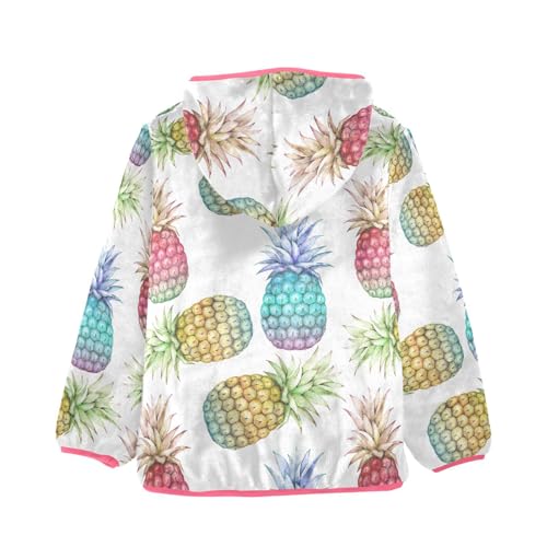 OTVEE Colored Pineapple Fruits Kids Hoodie Jacket Fall Spring Full Zip Warm Outwear Coat2