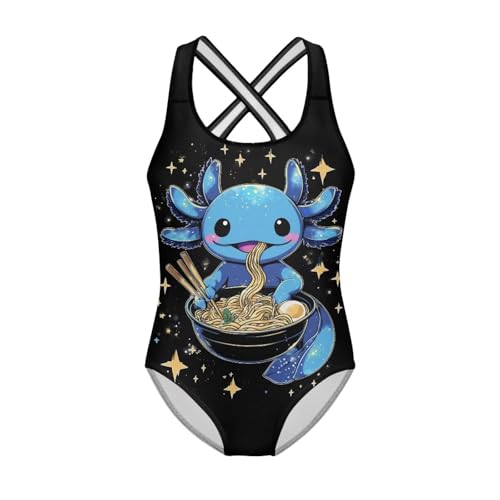Image of Xpyiqun Swimsuit for Girls One Piece Bathing Suits Size 5-14 Sleeveless Swimwear Cross Shoulder Strap Swimming Wear