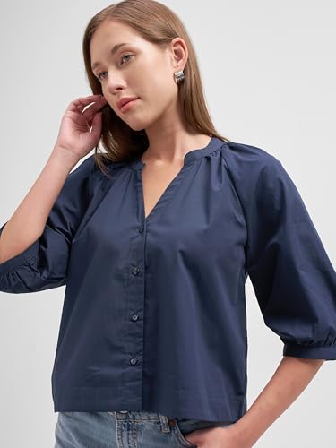 Image of Tokyo Talkies Women Tops for Woman|Women Oversized Fit Crop Top Shirt|Comfortable Premium Korean Button Down | Workwear Top for Office & Casual Outfit