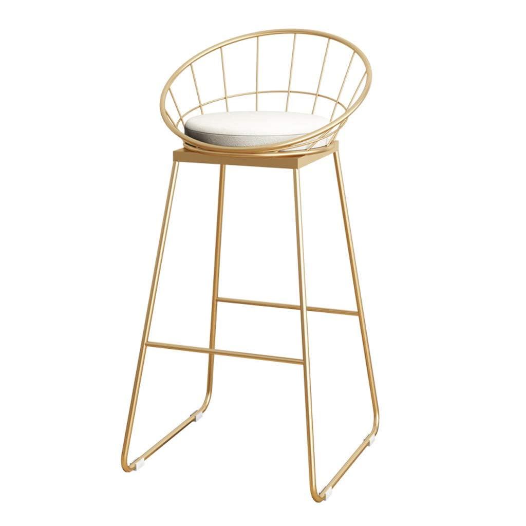 Chaises de bar dorées haut de gamme en métal et assise lin raffinée