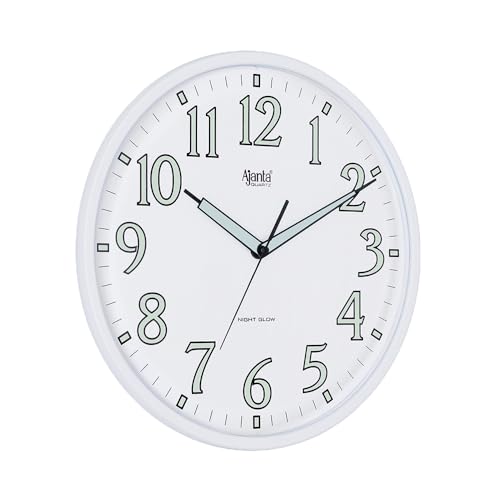 Image of Ajanta 12 Inches Silent Sweep Radium Wall Clock - Night Glow wall Clock Radium Dial - 30 cm x 30 cm (Black) (Black)