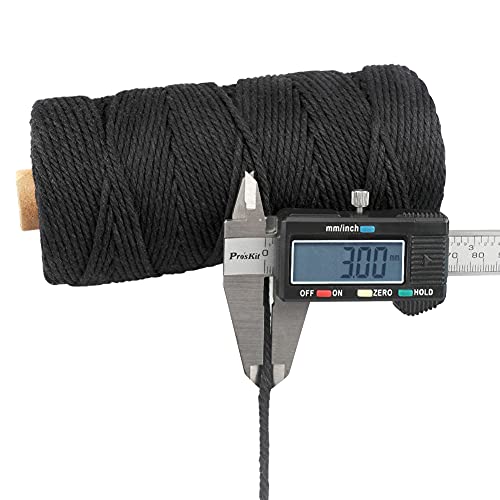 Image of G2PLUS 3MM Cotton String,328 Feet Black Natural Twine for Crafts & Bakers | Thick Natural Cotton String for Crafts, Bakers Twine, Halloween, Christmas Gift Wrapping