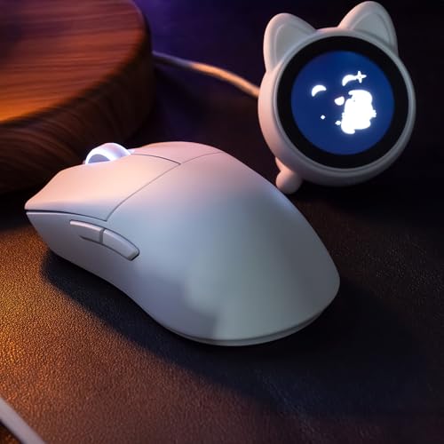 Image of WLMOUSE Huan 48g Ultra-Lightweight Magnesium Alloy Gaming Mouse,8K Voice & Display Receiver, Dual 8K Wireless /Wired, PAW3950HS Sensor, RGB Wheel Lighting, Nordic 54H20 (White(OM Switch))