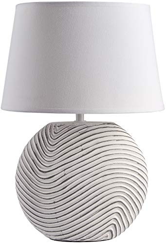 BRUBAKER Zen Garden - Lampada da tavolo o da comodino, con base in ceramica bicolore, finitura opaca, altezza 38 cm, colore: bianco e grigio