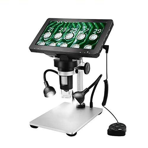 J&T デジタル顕微鏡 マイクロスコープ USB顕微鏡 最大倍率1200X LEDライト搭載 7インチLCDディスプレイ 金属昇降スタンド式 高速スーパークリアUSB 日本語/英語/ドイツ語対応