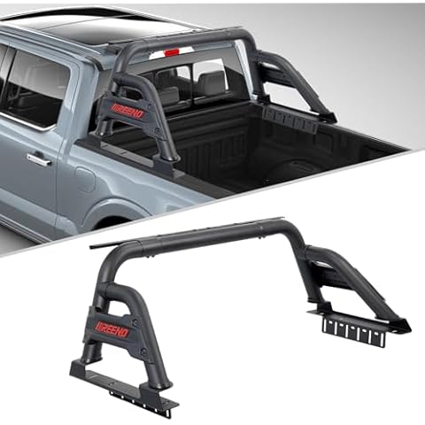IIIREENO Roll Bar for Pickup Truck/Compatible with Full Size Trucks (Ford F-150/250,Silverado 1500, Ram 1500, Sierra,Tundra) Light Mount/Adjustable Sport Roll bar (No Drilling) Fine Textured Black Cover