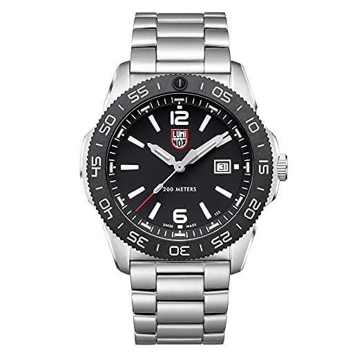 Luminox Men's Navy Seal Pacific Diver 3120 Series Silver Stainless Steel Oyster Band Black Dial Quartz Analog Watch