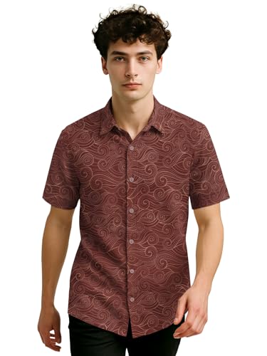 Image of BULLMER Trendy Regular Fit Cotton Blend Printed Casual Half Sleeve Shirt for Men | Stylish Mens Casual Shirts | Shirts for Men